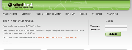Accelare thank you for signing up