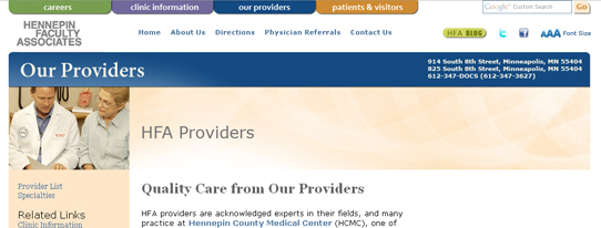 HFA secondary page with directory listing